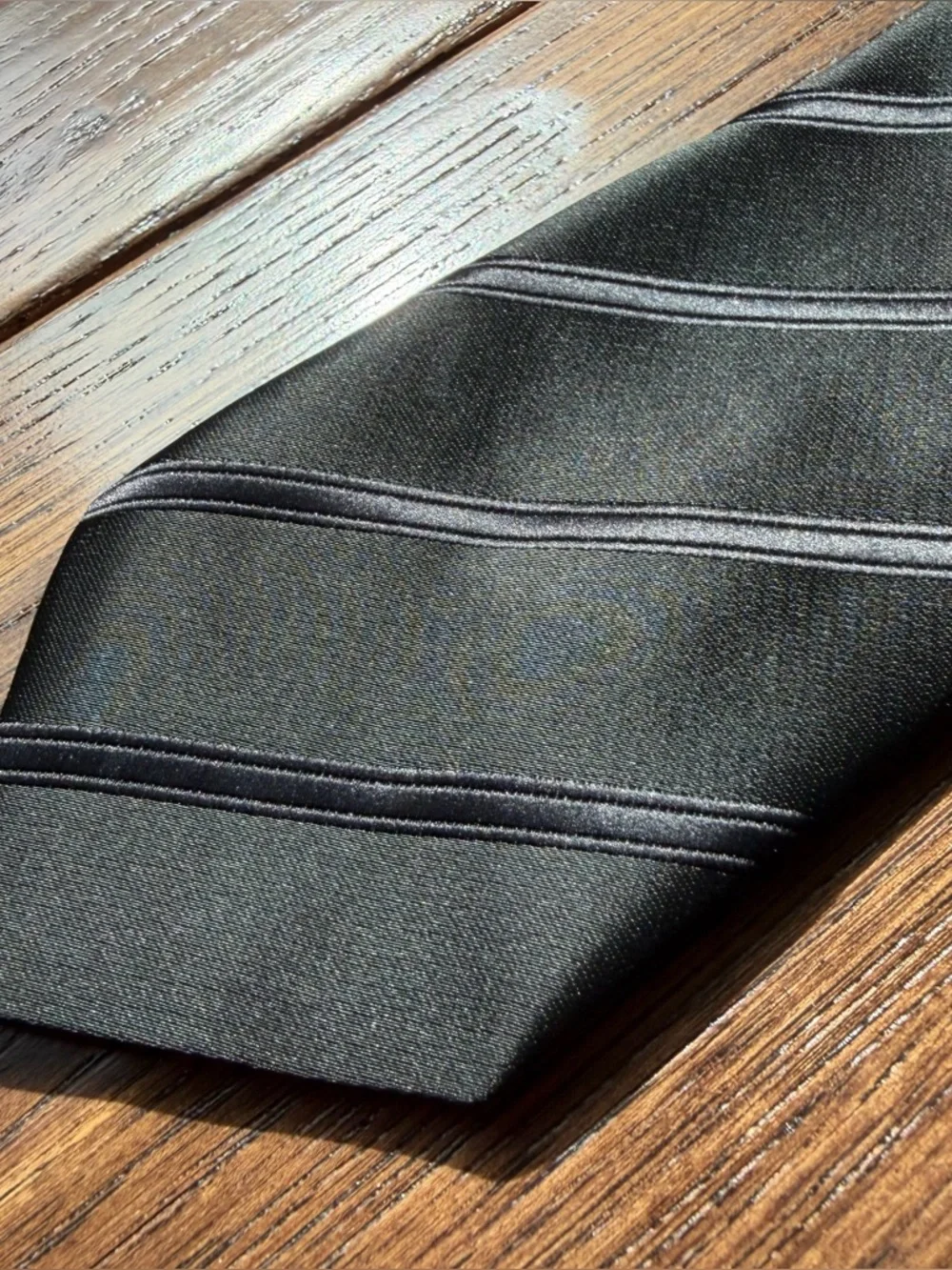Bergamo New York Boys Black Striped Zipper Tie - 14